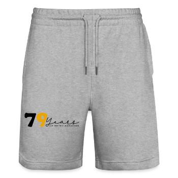 Vintage 1945 Funny 79 Year Old Bday Men Women - Stanley/Stella Trainer Unisex Organic Jogging Shorts - heather grey - Front - Nik (191cm) & Marisol (170cm)
