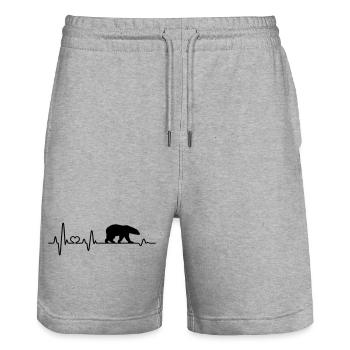 Bär Eisbär Herzschlag EKG Nordpol Eis Klimawandel - Stanley/Stella Unisex Bio Joggingshorts Trainer  - Grau meliert - Vorne - Nik (191cm) & Marisol (170cm)