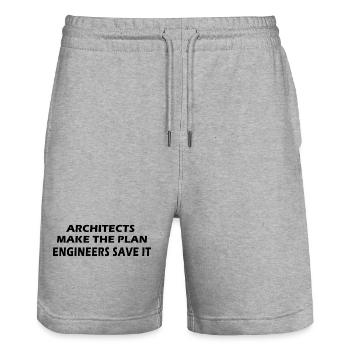 Architects make the plan, Engineers save it - Stanley/Stella Trainer Unisex Organic Jogging Shorts - heather grey - Front - Nik (191cm) & Marisol (170cm)