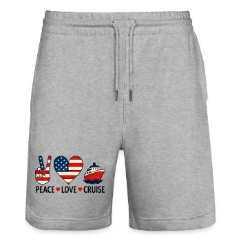 Frieden Liebe Kreuzfahrt USA Urlaubsmotiv - Stanley/Stella Unisex Bio Joggingshorts Trainer  - Grau meliert - Vorne - Nik (191cm) & Marisol (170cm)