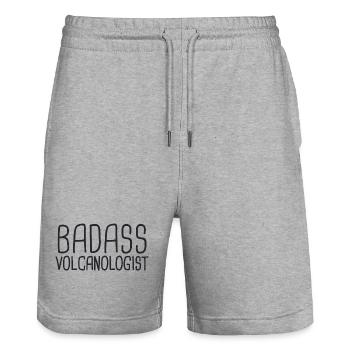 Volcanologist Badass Volcanology - Stanley/Stella Unisex Bio Joggingshorts Trainer  - Grau meliert - Vorne - Nik (191cm) & Marisol (170cm)