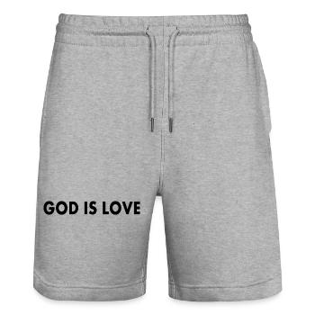 God is love - Short de jogging bio TRAINER Stanley/Stella unisexe - gris chiné - Devant - Nik (191cm) & Marisol (170cm)