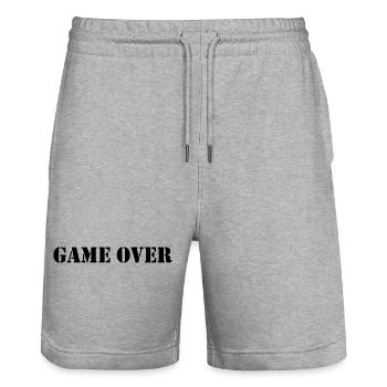 Game over - Short de jogging bio TRAINER Stanley/Stella unisexe - gris chiné - Devant - Nik (191cm) & Marisol (170cm)