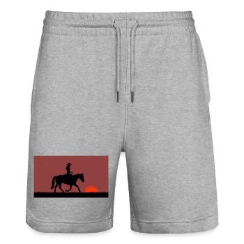 Western Reiter Sonnenuntergang - Stanley/Stella Unisex Bio Joggingshorts Trainer  - Grau meliert - Vorne - Nik (191cm) & Marisol (170cm)