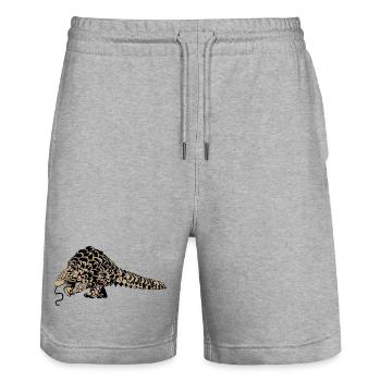 Pangolin Schuppentier farbig - Stanley/Stella Unisex Bio Joggingshorts Trainer  - Grau meliert - Vorne - Nik (191cm) & Marisol (170cm)