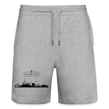 Skyline Hansestadt Hamburg, HH, Stadt, Deutschland - Stanley/Stella Unisex Bio Joggingshorts Trainer  - Grau meliert - Vorne - Nik (191cm) & Marisol (170cm)