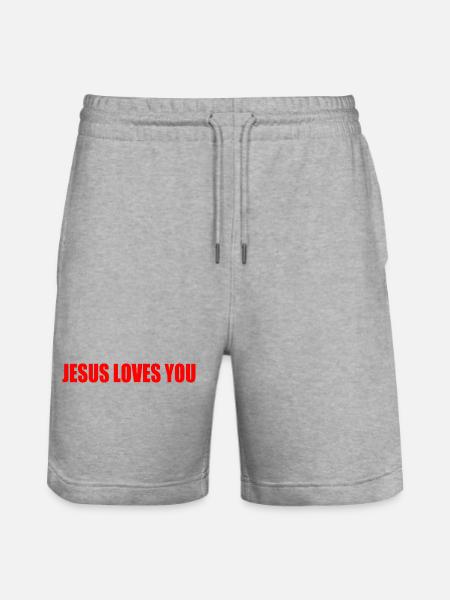 Jesus loves you - Stanley/Stella Unisex Bio Joggingshorts Trainer - Grau meliert