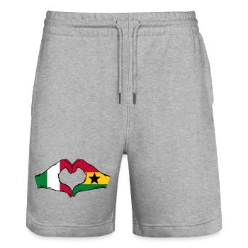 Italien Ghana Flagge Hände Herzform - Stanley/Stella Unisex Bio Joggingshorts Trainer  - Grau meliert - Vorne - Nik (191cm) & Marisol (170cm)