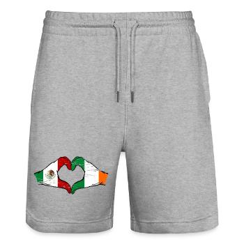 Mexique Drapeau Irlande mains forme de cœur utilisé - Short de jogging bio TRAINER Stanley/Stella unisexe - gris chiné - Devant - Nik (191cm) & Marisol (170cm)