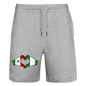 Mexique Nigeria Drapeau Mains Coeur Forme - Short de jogging bio TRAINER Stanley/Stella unisexe - gris chiné - Devant - Nik (191cm) & Marisol (170cm)