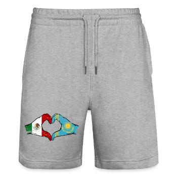 Mexique Kazakhstan Drapeau Mains Coeur Forme Utilisé - Short de jogging bio TRAINER Stanley/Stella unisexe - gris chiné - Devant - Nik (191cm) & Marisol (170cm)