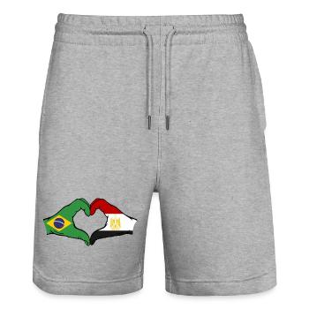 Brésil Égypte Drapeau Mains Coeur Forme - Short de jogging bio TRAINER Stanley/Stella unisexe - gris chiné - Devant - Nik (191cm) & Marisol (170cm)