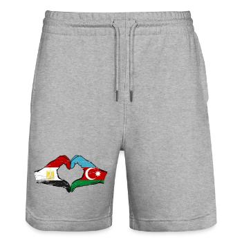 Egypte Azerbaïdjan Drapeau Mains Coeur Forme Utilisé - Short de jogging bio TRAINER Stanley/Stella unisexe - gris chiné - Devant - Nik (191cm) & Marisol (170cm)