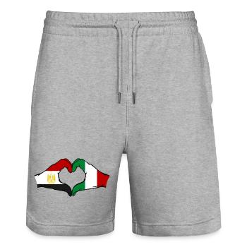 Egypt Italy Flag Hands Heart Shape - Stanley/Stella Trainer Unisex Organic Jogging Shorts - heather grey - Front - Nik (191cm) & Marisol (170cm)