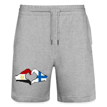 Égypte Finlande Drapeau Mains Coeur Forme - Short de jogging bio TRAINER Stanley/Stella unisexe - gris chiné - Devant - Nik (191cm) & Marisol (170cm)
