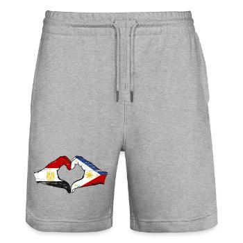Égypte Philippines drapeau mains forme de coeur utilisé - Short de jogging bio TRAINER Stanley/Stella unisexe - gris chiné - Devant - Nik (191cm) & Marisol (170cm)
