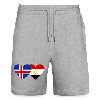 Iceland Egypt Flag Hands Heart Shape - Stanley/Stella Trainer Unisex Organic Jogging Shorts - heather grey - Front - Nik (191cm) & Marisol (170cm)