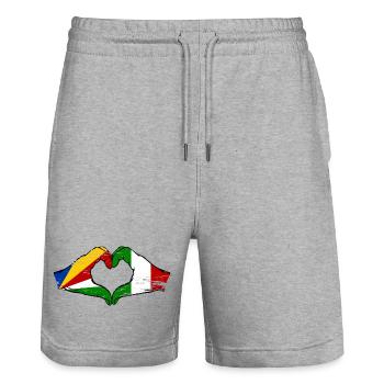 Seychelles Italy Flag Hands Heart Shape Used - Stanley/Stella Trainer Unisex Organic Jogging Shorts - heather grey - Front - Nik (191cm) & Marisol (170cm)