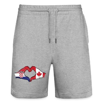 Croatie Canada Drapeau Mains Coeur Forme Utilisé - Short de jogging bio TRAINER Stanley/Stella unisexe - gris chiné - Devant - Nik (191cm) & Marisol (170cm)