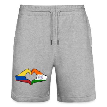 Colombia India Flag Hands Heart Shape - Stanley/Stella Trainer Unisex Organic Jogging Shorts - heather grey - Front - Nik (191cm) & Marisol (170cm)