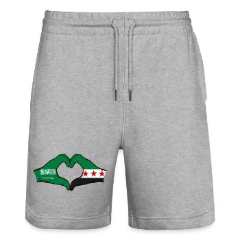 Arabie Saoudite Syrie Drapeau Mains Coeur Forme - Short de jogging bio TRAINER Stanley/Stella unisexe - gris chiné - Devant - Nik (191cm) & Marisol (170cm)