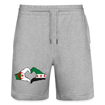 Algerien Syrien Flagge Hände Herzform - Stanley/Stella Unisex Bio Joggingshorts Trainer  - Grau meliert - Vorne - Nik (191cm) & Marisol (170cm)