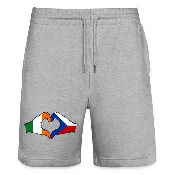 Irland Tschechien Flagge Hände Herzform - Stanley/Stella Unisex Bio Joggingshorts Trainer  - Grau meliert - Vorne - Nik (191cm) & Marisol (170cm)