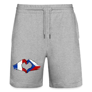 France République Tchèque Drapeau Mains Coeur Forme Utilisé - Short de jogging bio TRAINER Stanley/Stella unisexe - gris chiné - Devant - Nik (191cm) & Marisol (170cm)