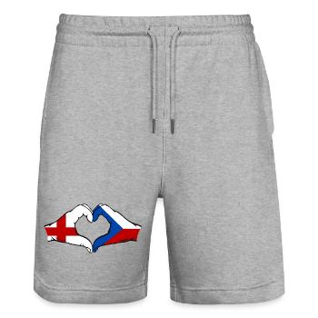 England Tschechien Flagge Hände Herzform - Stanley/Stella Unisex Bio Joggingshorts Trainer  - Grau meliert - Vorne - Nik (191cm) & Marisol (170cm)