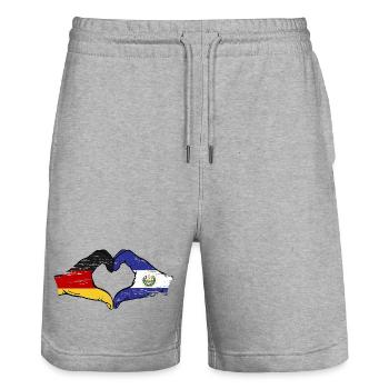 Allemagne El Salvador Drapeau Mains Coeur Forme Utilisé - Short de jogging bio TRAINER Stanley/Stella unisexe - gris chiné - Devant - Nik (191cm) & Marisol (170cm)