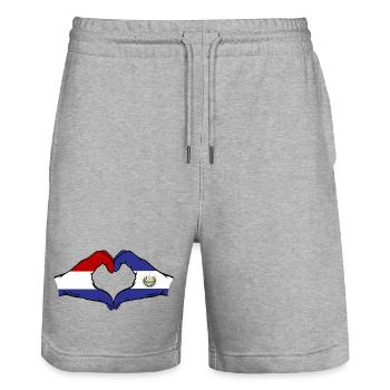 Holland El Salvador Flag Hands Heart Shape - Stanley/Stella Trainer Unisex Organic Jogging Shorts - heather grey - Front - Nik (191cm) & Marisol (170cm)