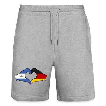 Nicaragua Allemagne Drapeau Mains Coeur Forme - Short de jogging bio TRAINER Stanley/Stella unisexe - gris chiné - Devant - Nik (191cm) & Marisol (170cm)