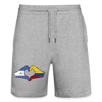 Nicaragua Colombia Flag Hands Heart Shape Used - Stanley/Stella Trainer Unisex Organic Jogging Shorts - heather grey - Front - Nik (191cm) & Marisol (170cm)