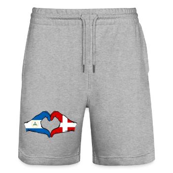 Nicaragua Danemark Drapeau Mains Coeur Forme - Short de jogging bio TRAINER Stanley/Stella unisexe - gris chiné - Devant - Nik (191cm) & Marisol (170cm)