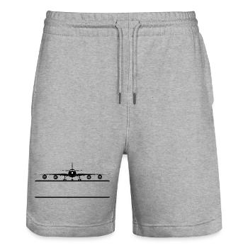 Flugzeug Namensschild - Stanley/Stella Unisex Bio Joggingshorts Trainer  - Grau meliert - Vorne - Nik (191cm) & Marisol (170cm)