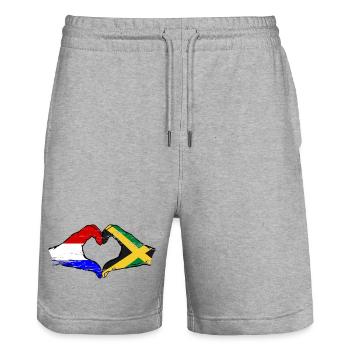 Hollande Jamaïque Drapeau Mains Coeur Forme Utilisé - Short de jogging bio TRAINER Stanley/Stella unisexe - gris chiné - Devant - Nik (191cm) & Marisol (170cm)