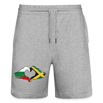Bulgarie Jamaïque Drapeau Mains Coeur Forme Utilisé - Short de jogging bio TRAINER Stanley/Stella unisexe - gris chiné - Devant - Nik (191cm) & Marisol (170cm)