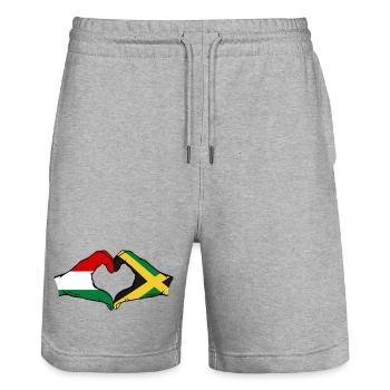 Ungarn Jamaika Flagge Hände Herzform - Stanley/Stella Unisex Bio Joggingshorts Trainer  - Grau meliert - Vorne - Nik (191cm) & Marisol (170cm)