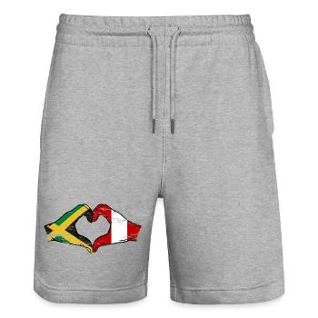 Jamaica Peru Hands Heart Shape Used - Stanley/Stella Trainer Unisex Organic Jogging Shorts - heather grey - Front - Nik (191cm) & Marisol (170cm)