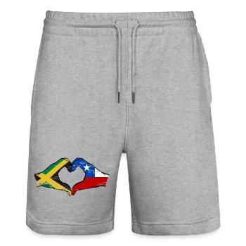 Jamaïque Chili Mains Forme de Coeur Utilisé - Short de jogging bio TRAINER Stanley/Stella unisexe - gris chiné - Devant - Nik (191cm) & Marisol (170cm)