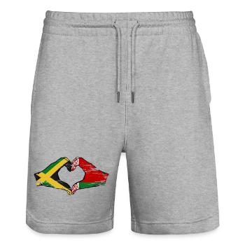 Jamaika Belarus Hände Herzform used - Stanley/Stella Unisex Bio Joggingshorts Trainer  - Grau meliert - Vorne - Nik (191cm) & Marisol (170cm)