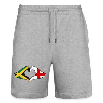 Jamaïque Angleterre Mains Forme De Coeur - Short de jogging bio TRAINER Stanley/Stella unisexe - gris chiné - Devant - Nik (191cm) & Marisol (170cm)