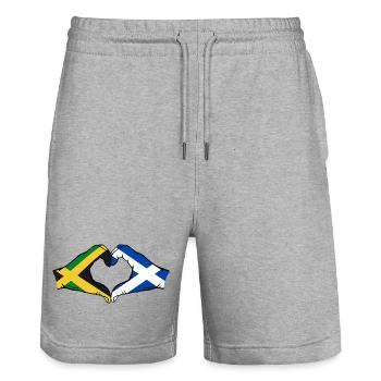 Jamaïque Écosse Mains Forme Coeur - Short de jogging bio TRAINER Stanley/Stella unisexe - gris chiné - Devant - Nik (191cm) & Marisol (170cm)
