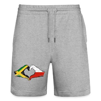 Jamaica Poland Hands Heart Shape Used - Stanley/Stella Trainer Unisex Organic Jogging Shorts - heather grey - Front - Nik (191cm) & Marisol (170cm)