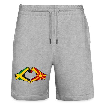 Jamaika Mazedonien Hände Herzform used - Stanley/Stella Unisex Bio Joggingshorts Trainer  - Grau meliert - Vorne - Nik (191cm) & Marisol (170cm)