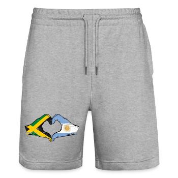 Jamaïque Argentine Mains Forme de Coeur Utilisé - Short de jogging bio TRAINER Stanley/Stella unisexe - gris chiné - Devant - Nik (191cm) & Marisol (170cm)