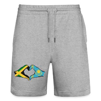 Jamaika Kasachstan Hände Herzform - Stanley/Stella Unisex Bio Joggingshorts Trainer  - Grau meliert - Vorne - Nik (191cm) & Marisol (170cm)