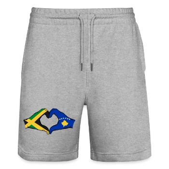 Jamaika Kosovo Hände Herzform - Stanley/Stella Unisex Bio Joggingshorts Trainer  - Grau meliert - Vorne - Nik (191cm) & Marisol (170cm)