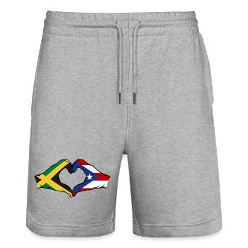 Jamaica Puerto Rico Hands Heart Shape - Stanley/Stella Trainer Unisex Organic Jogging Shorts - heather grey - Front - Nik (191cm) & Marisol (170cm)