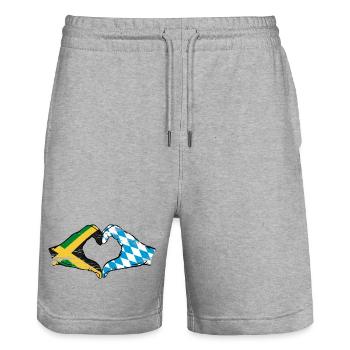 Jamaïque Bavière Mains Forme Coeur Utilisé - Short de jogging bio TRAINER Stanley/Stella unisexe - gris chiné - Devant - Nik (191cm) & Marisol (170cm)